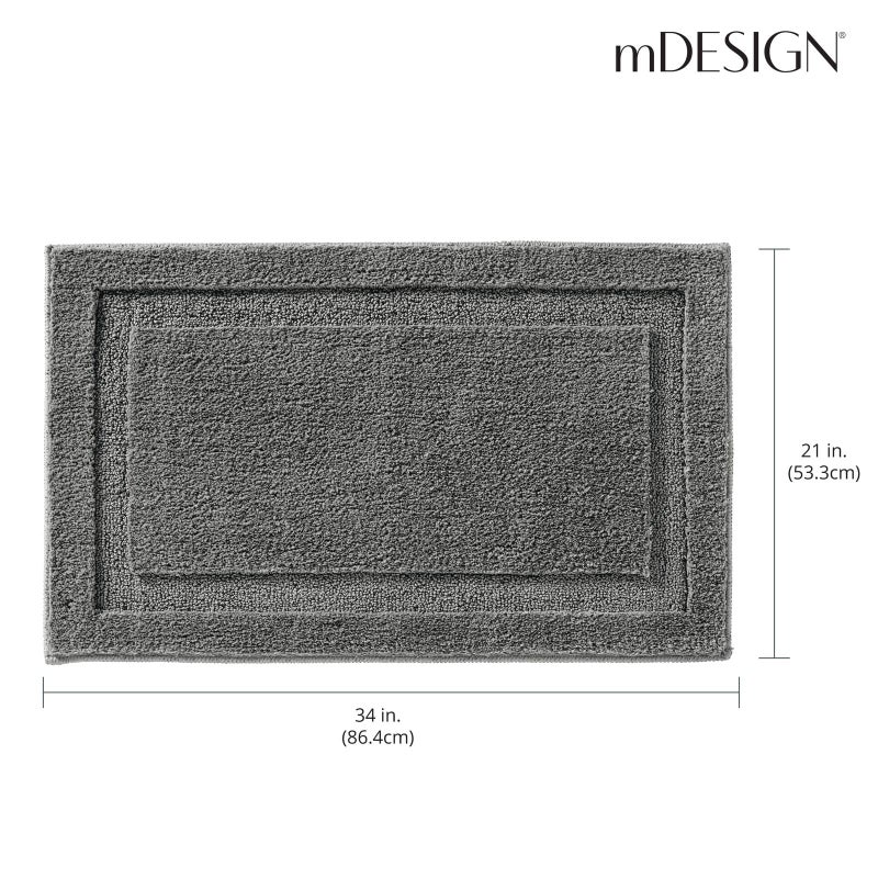 mDesign Large Modern Bath Mat Runner - Non-Skid Bathroom Rug - Long Oversized Machine Washable Floor Carpet - Extra Long Hydra Collection - Charcoal Gray - Image 4